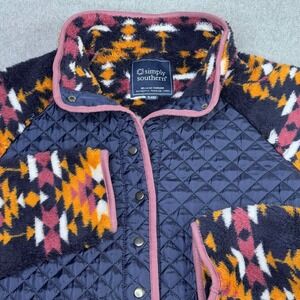 Simply Southern Aztec Half Snap Button‎ Pullover Quilted Deep Pile Women's XL
